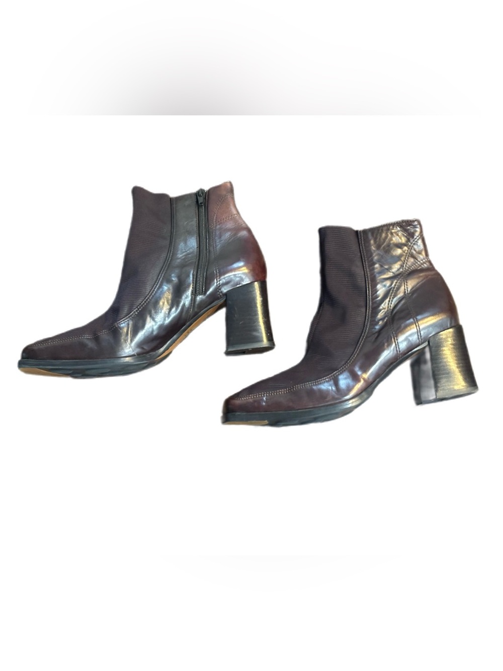 Vintage PAZZO Preferred Neoprene Leather Square Toe Ankle Boots Size 9.5